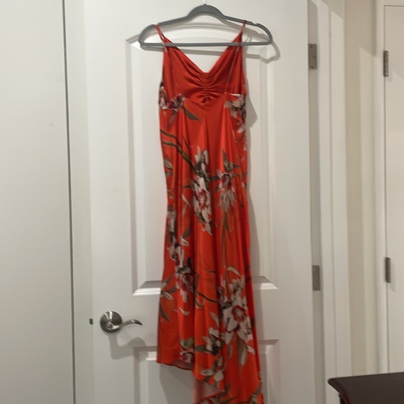 All saints beautiful orange asymmetrical floral dress size 8 - Picture 2 of 5